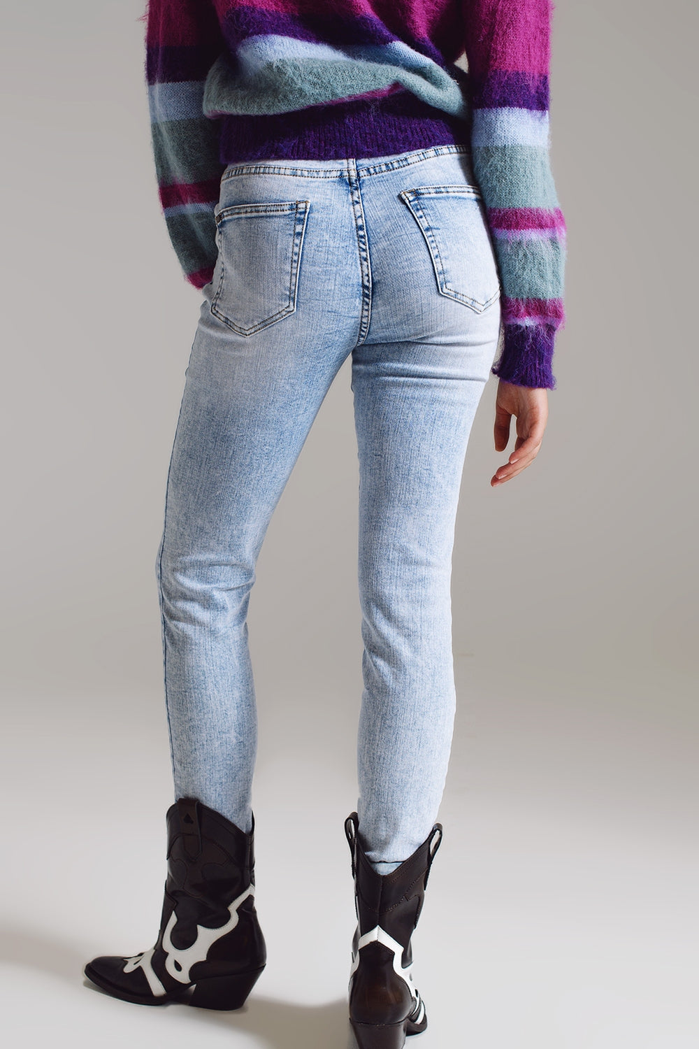 Super skinny jeans in mid rise in light blue wash - Denim