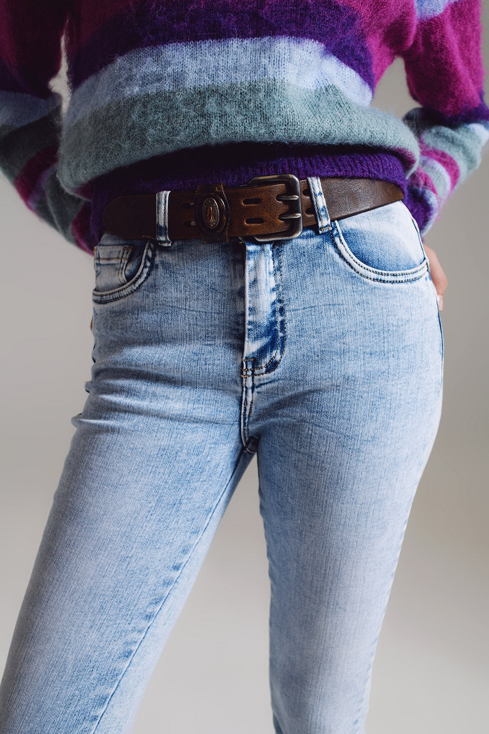 Super skinny jeans in mid rise in light blue wash - Denim