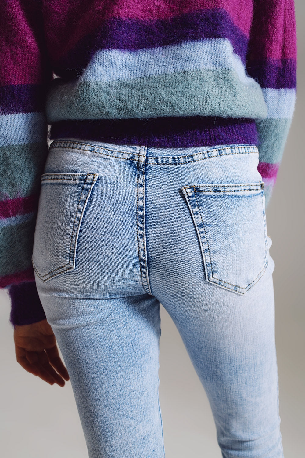 Super skinny jeans in mid rise in light blue wash - Denim