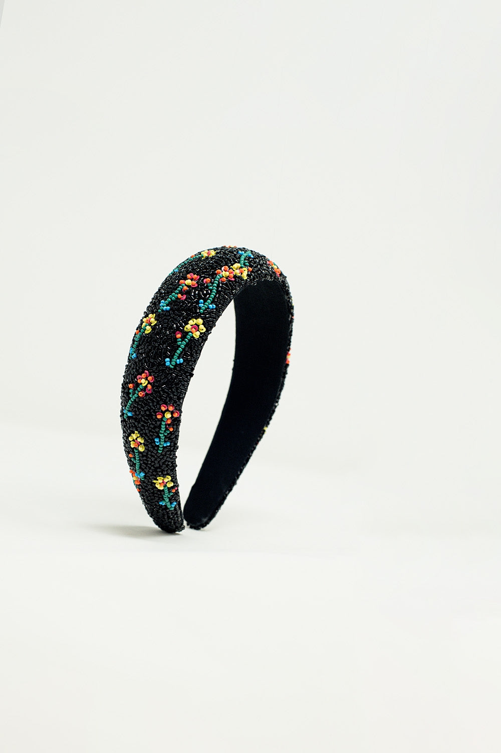 Black headband with bead embellishments