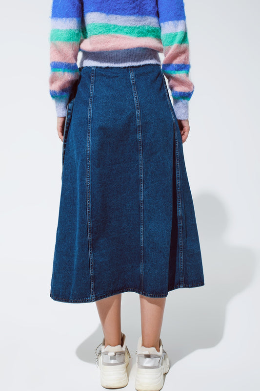 Maxi wrap denim skirt with pocket detail - Skirts