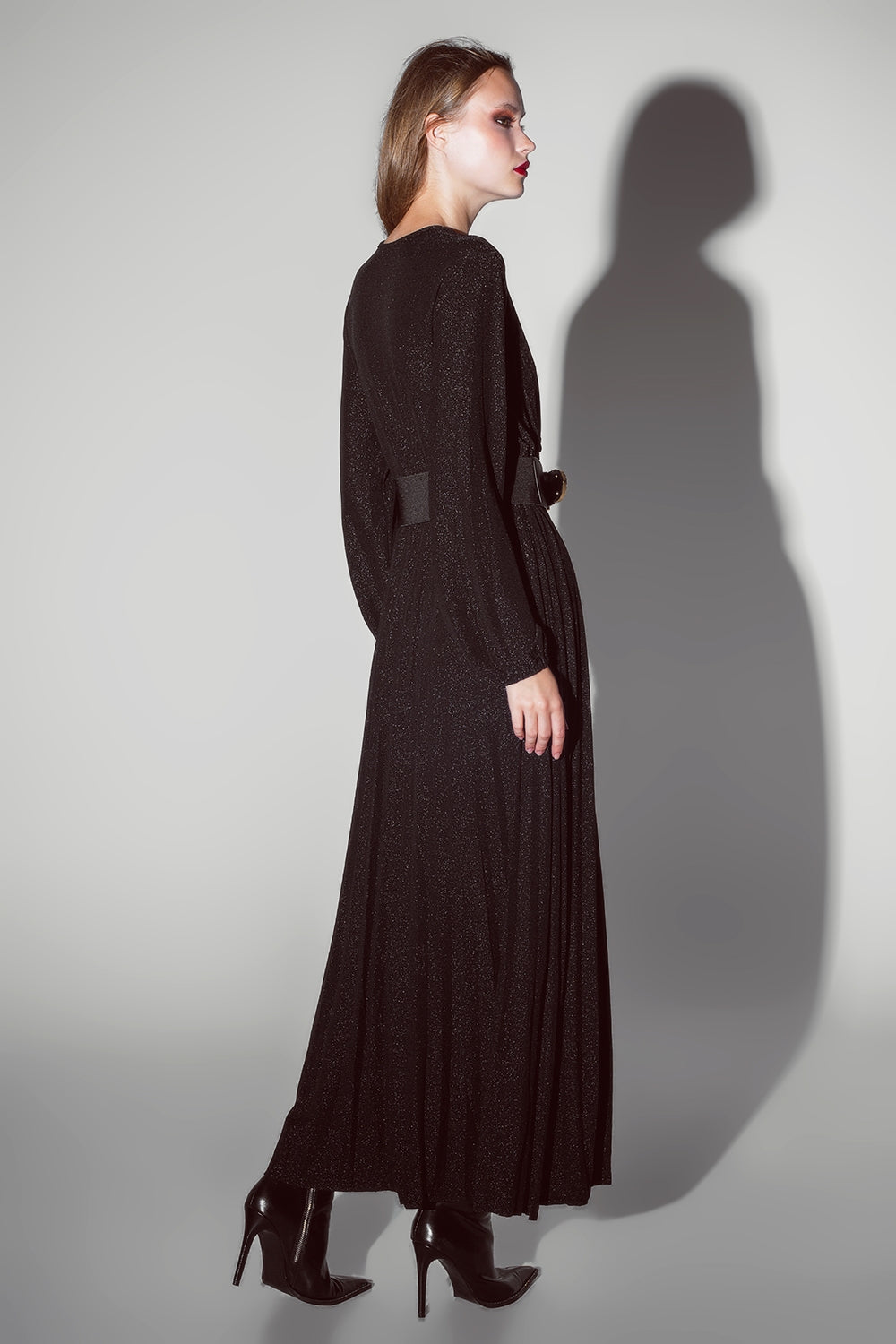 Party Long sleeve maxi dress with glitter in black - dress