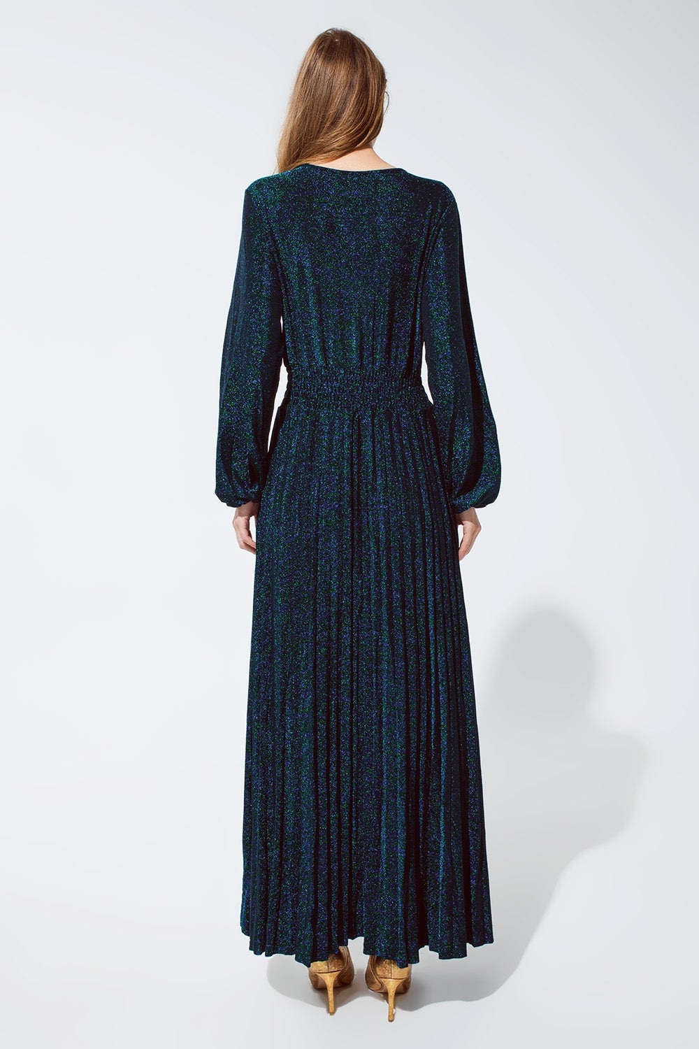 Party Long sleeve maxi dress with glitter in green - dress