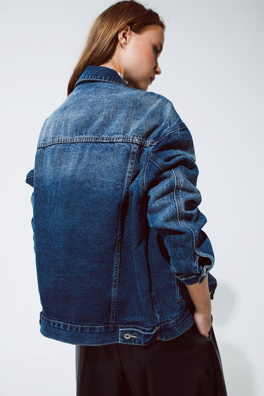 boyfriend relaxed denim jacket in dark wash - blazer