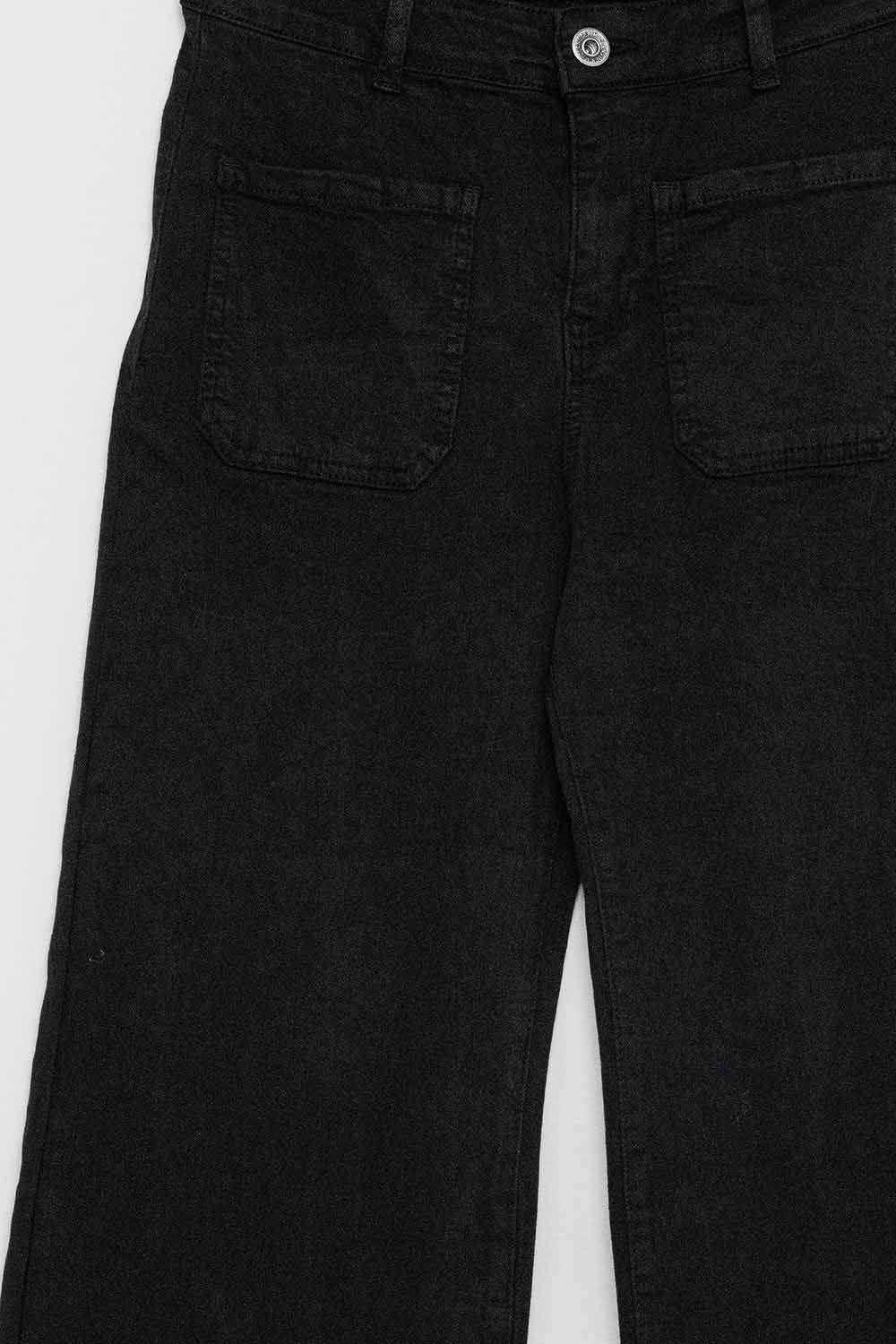high waisted front pockets flare jeans in black - Coloured Jeans