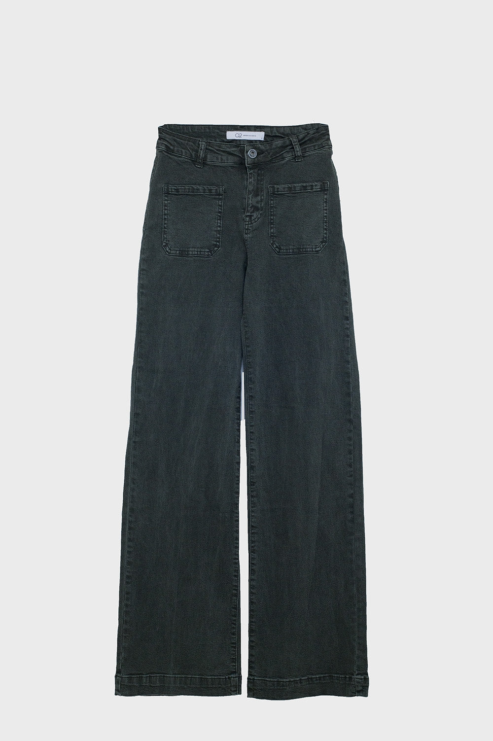 high waisted front pockets flare jeans in dark khaki - Coloured Jeans