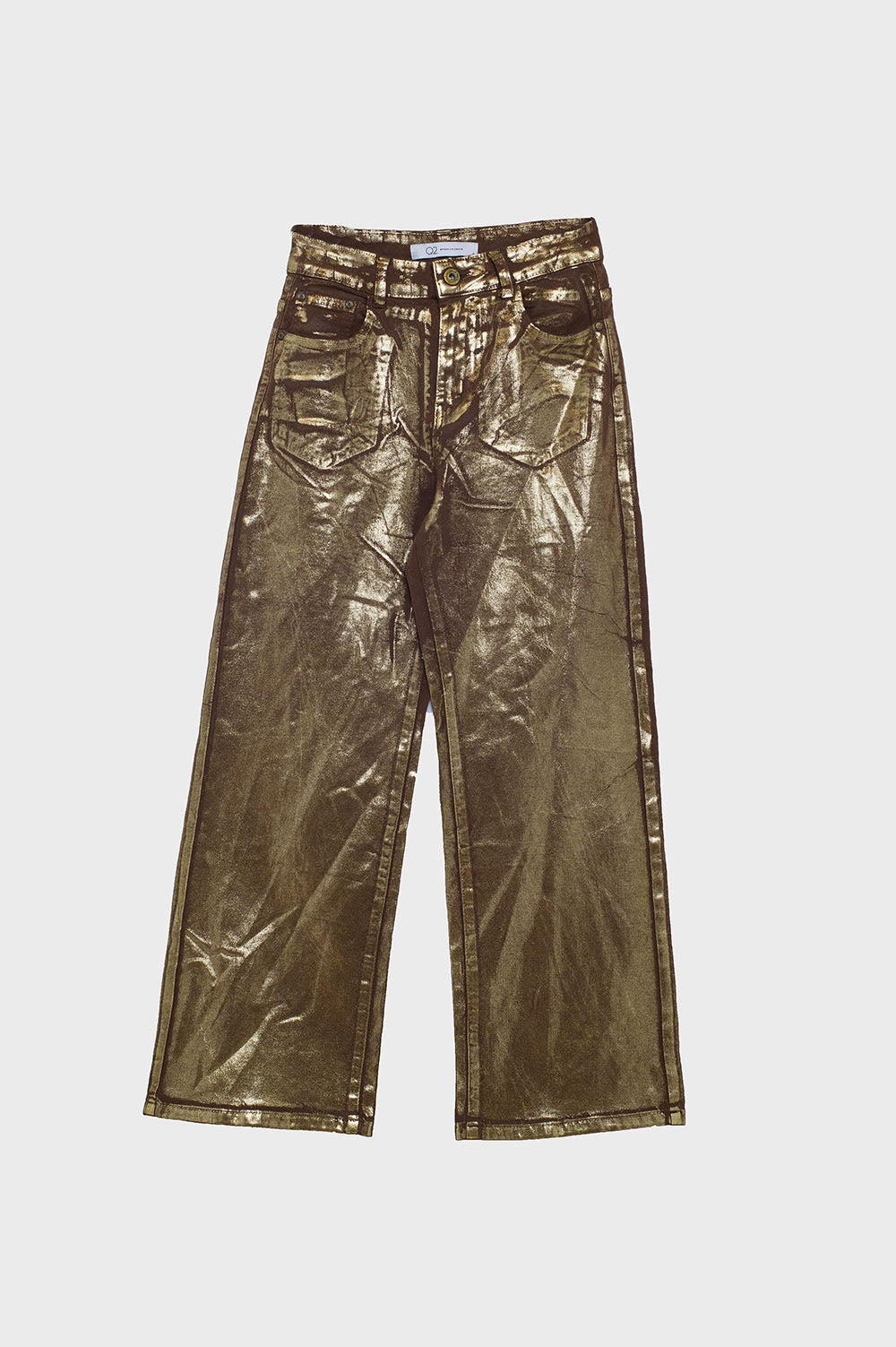 Brown straight leg jeans with gold metallic glow - Coloured Jeans