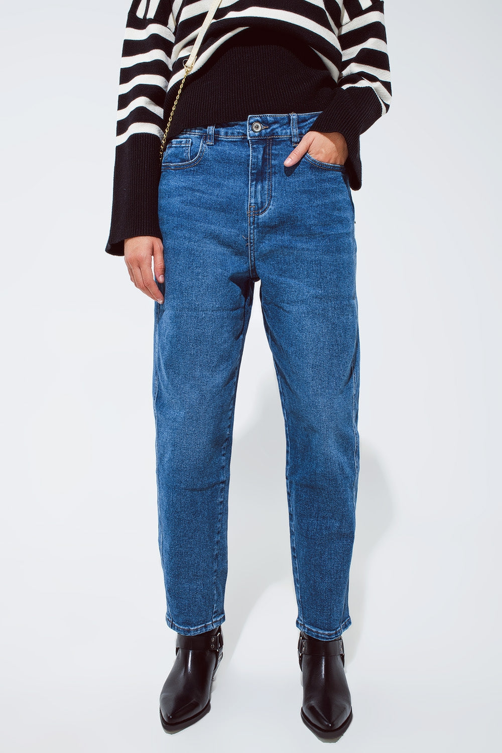 Dark blue oversized boyfriend jeans - Denim