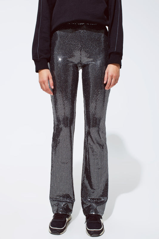 Metallic fabric flare Leggings in silver - trousers