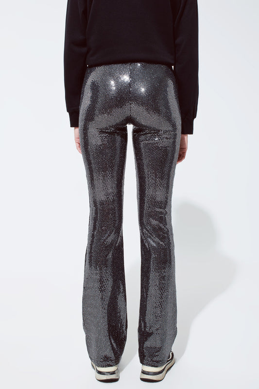 Metallic fabric flare Leggings in silver - trousers