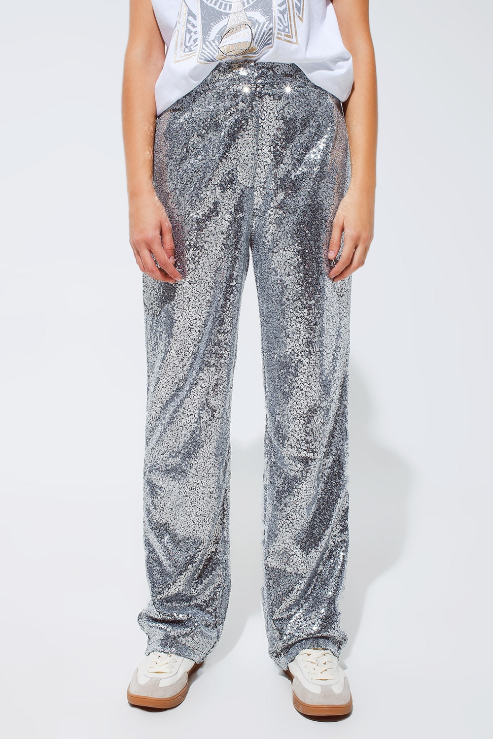Silver sequin trouser - trousers
