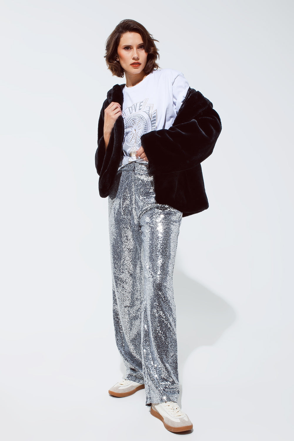 Silver sequin trouser - trousers