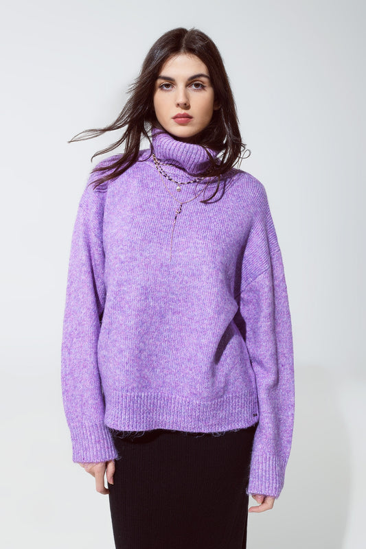 Sweater in purple with a turtleneck - jumper