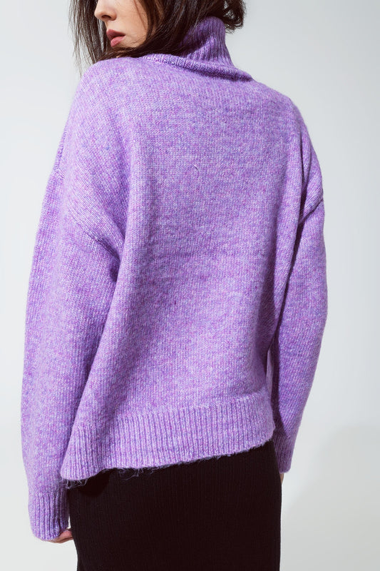 Sweater in purple with a turtleneck - jumper
