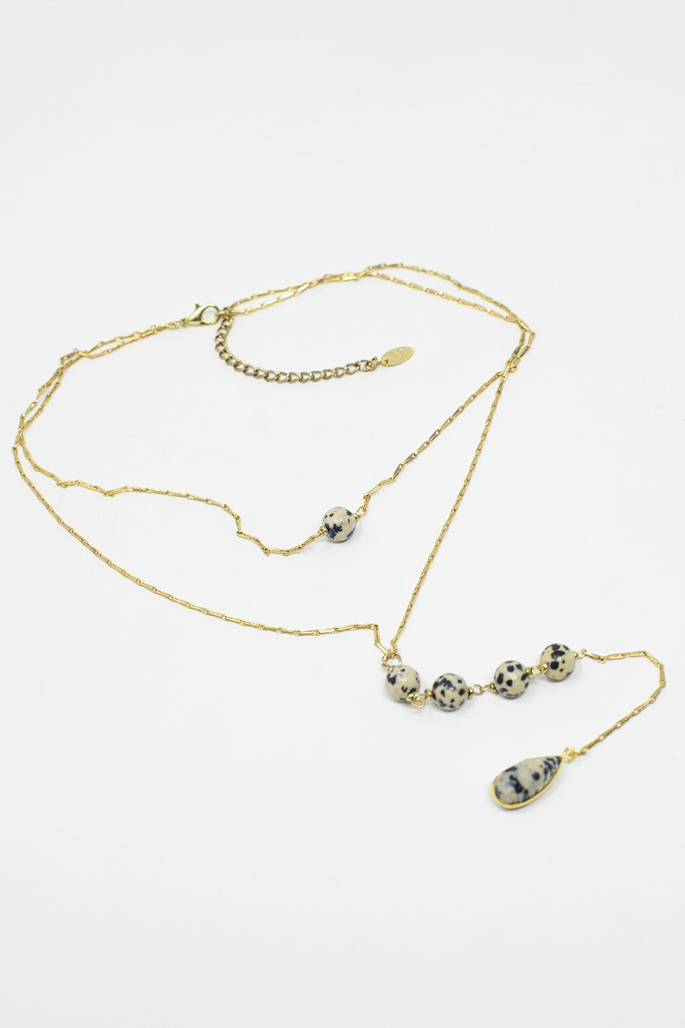 2 in 1 Necklace with marbled black and white stones