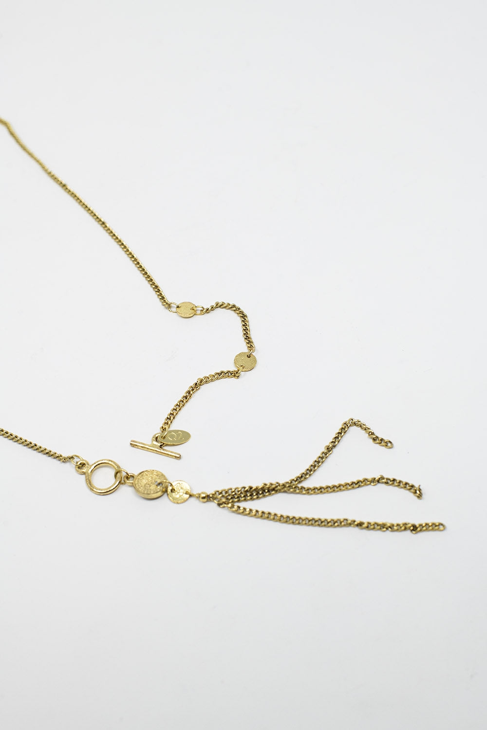 Gold Necklace with beads and Fringe Chain Detail
