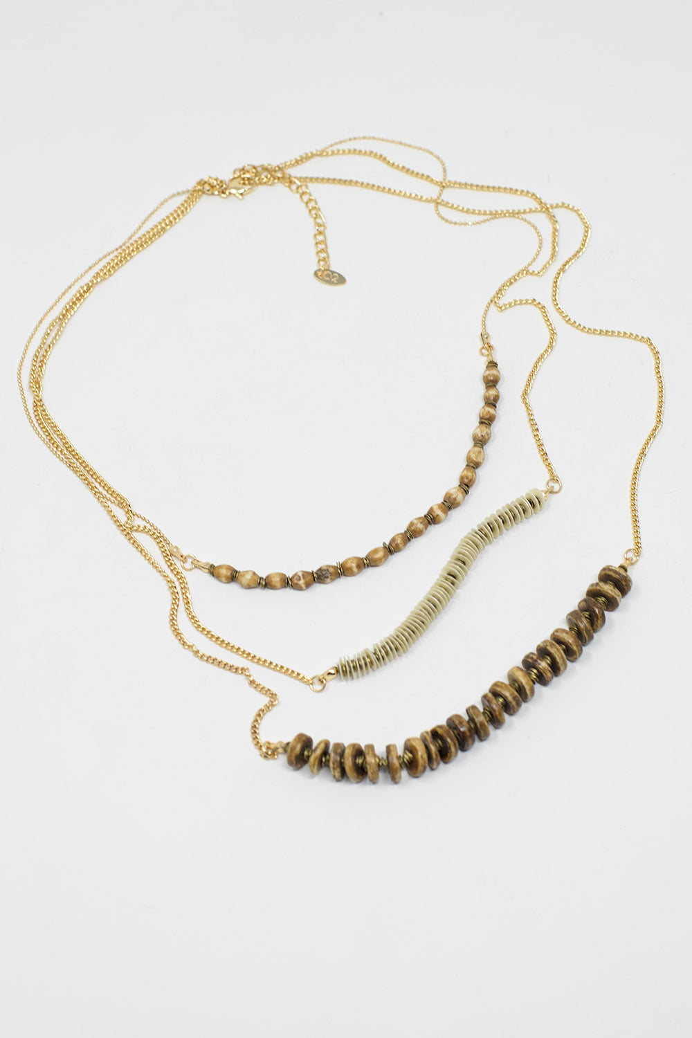 3 in 1 Necklace With Golden Beads In Different Shapes and Sizes