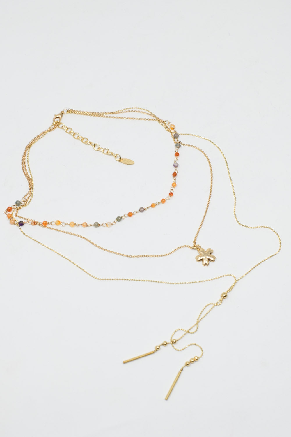 3 In 1 Necklace with Star Charm and Multicolor Beads.
