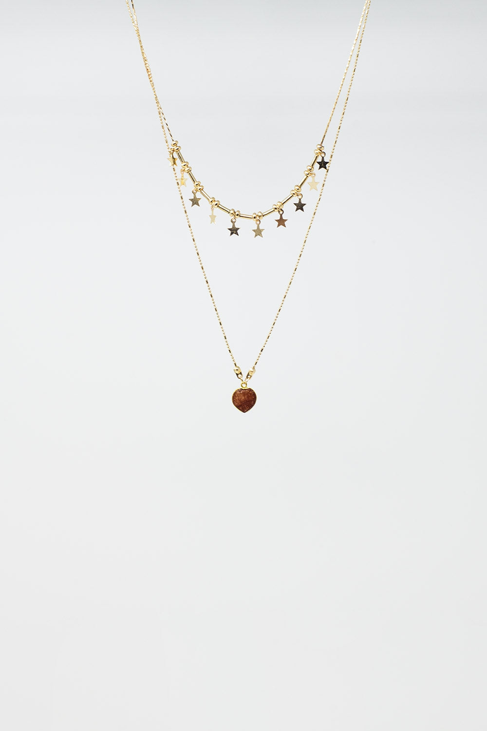 2 in 1 Necklace with Star and Heart Charms
