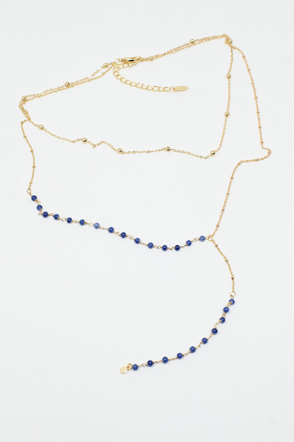 2 in 1 Necklace with Blue and Golden Beads