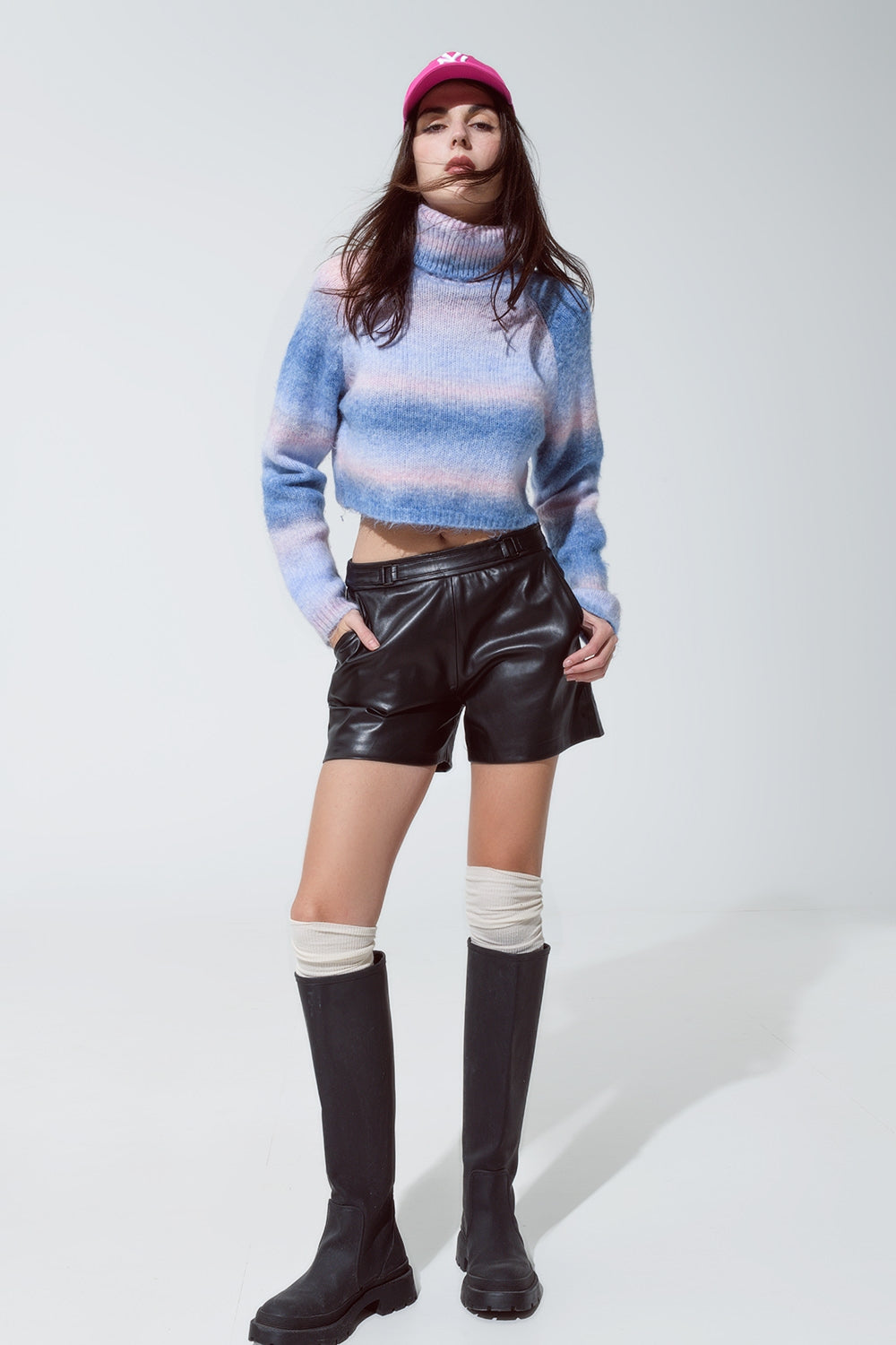 Faux Leather Short Shorts With Waist Detail - trousers