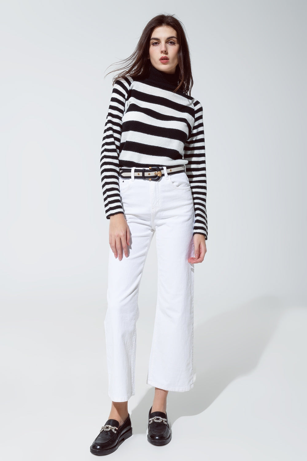 White Corduroy Cropped Pants - Coloured Jeans