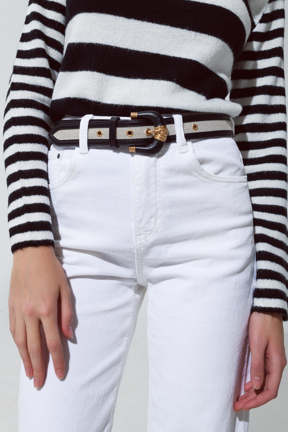 White Corduroy Cropped Pants - Coloured Jeans