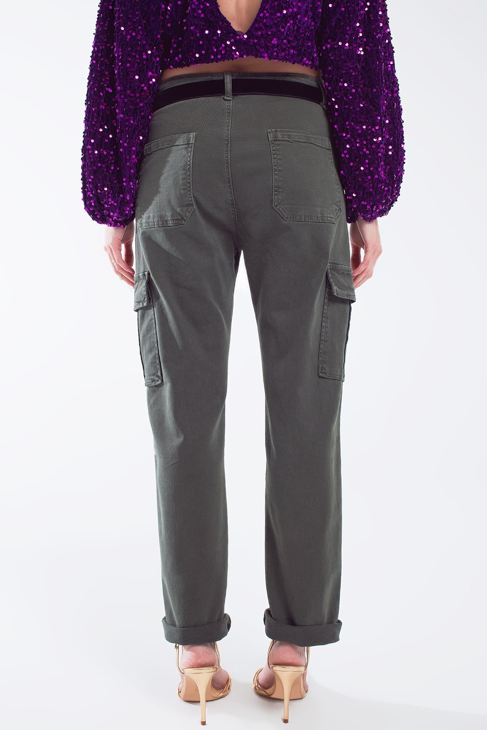 Relaxed cargo pants in Army dark green - Coloured Jeans
