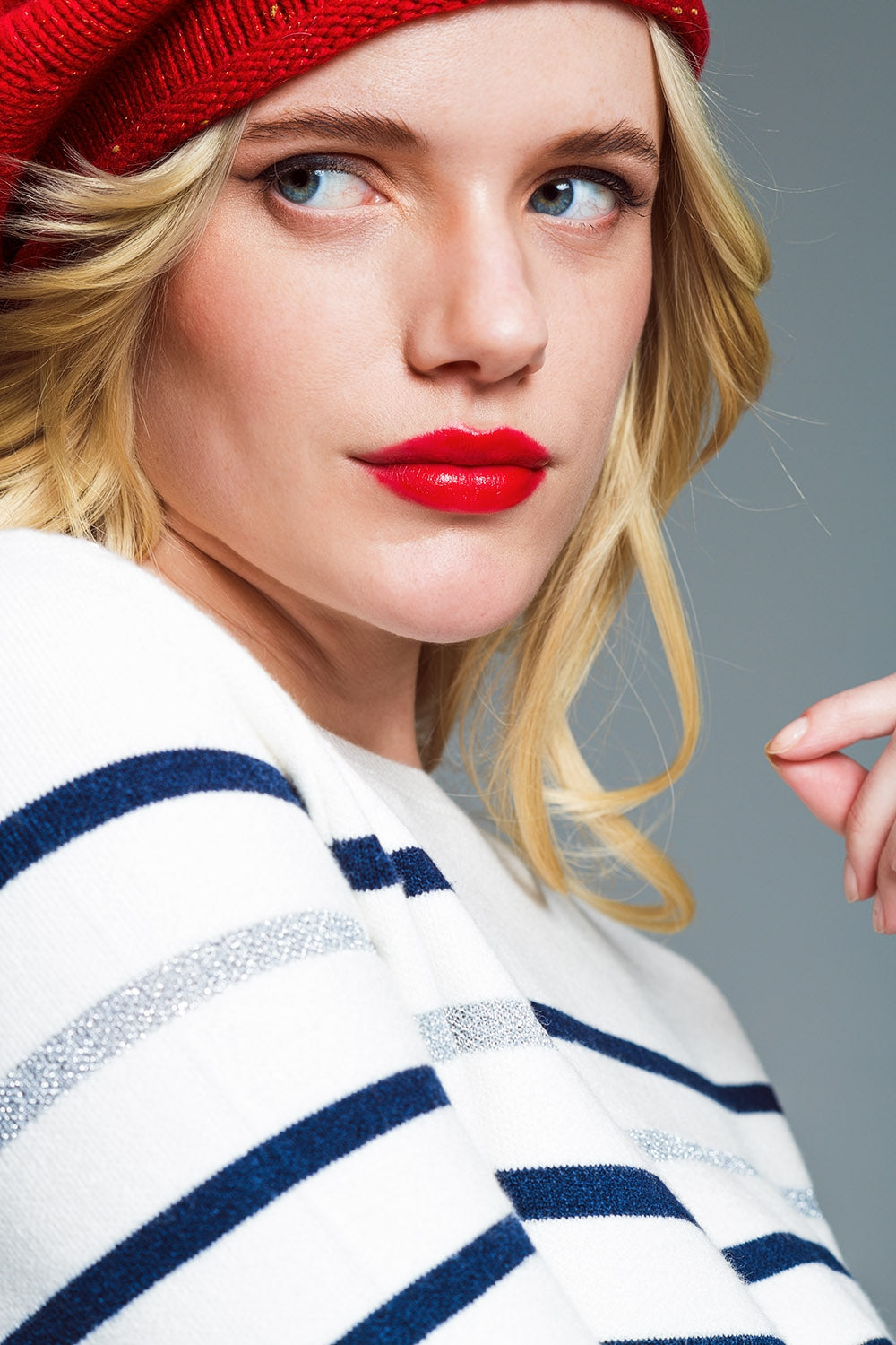 Marine Style Stripey Sweater With Button Detail At Shoulder - jumper