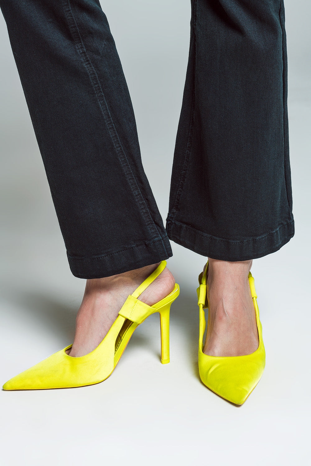 Skinny Flared Jeans With Double Button Detail in Black - Coloured Jeans