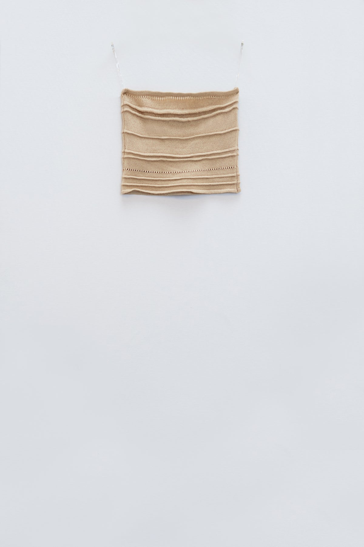 Strapless Knitted bodycon Top In Beige - top