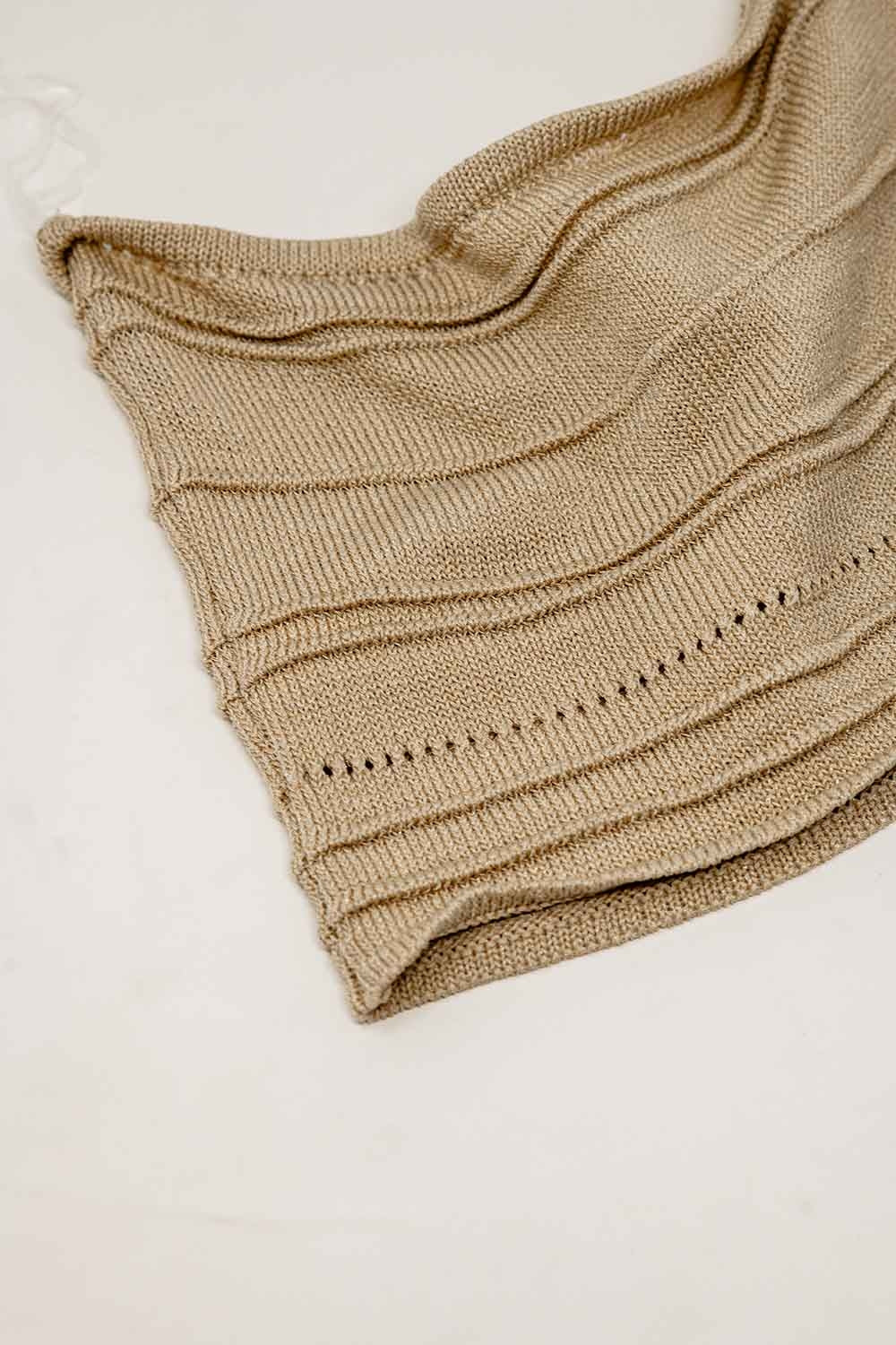 Strapless Knitted bodycon Top In Beige - top