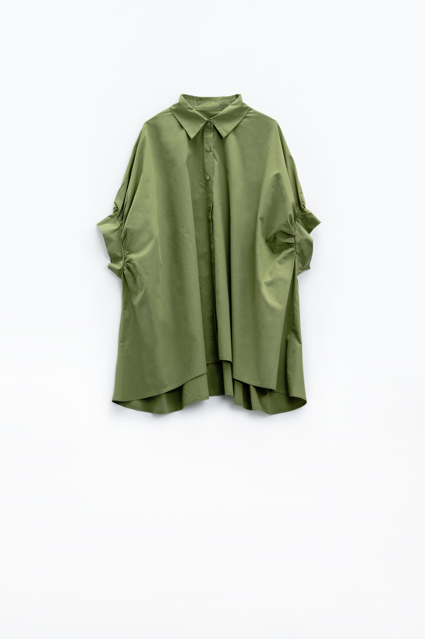 Green oversized blouse with short sleeve - Shirts