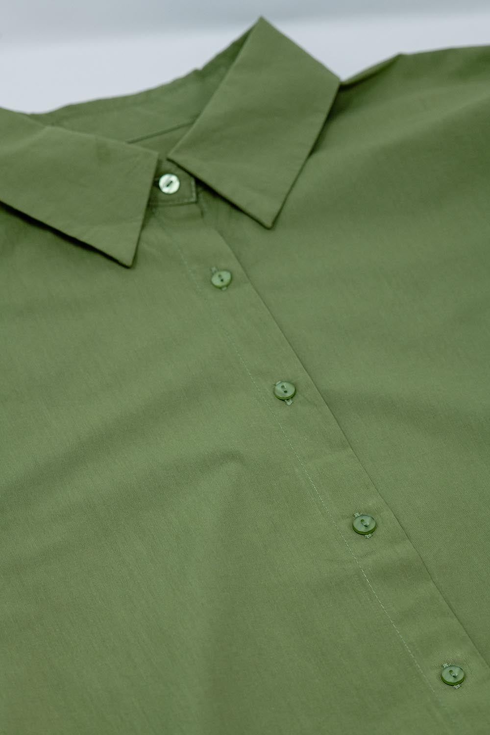 Green oversized blouse with short sleeve - Shirts