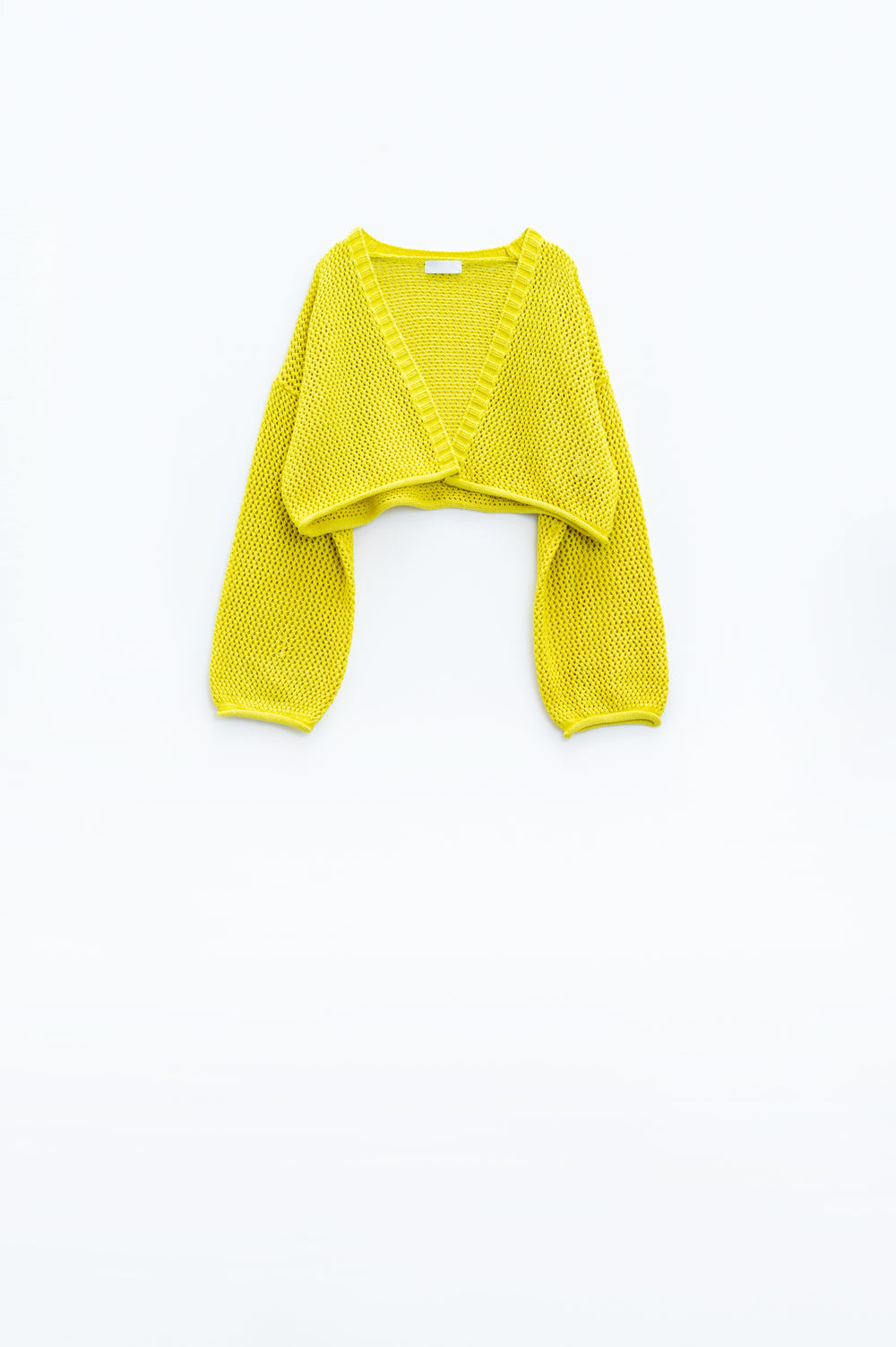Crochet basic cropped cardigan in yellow