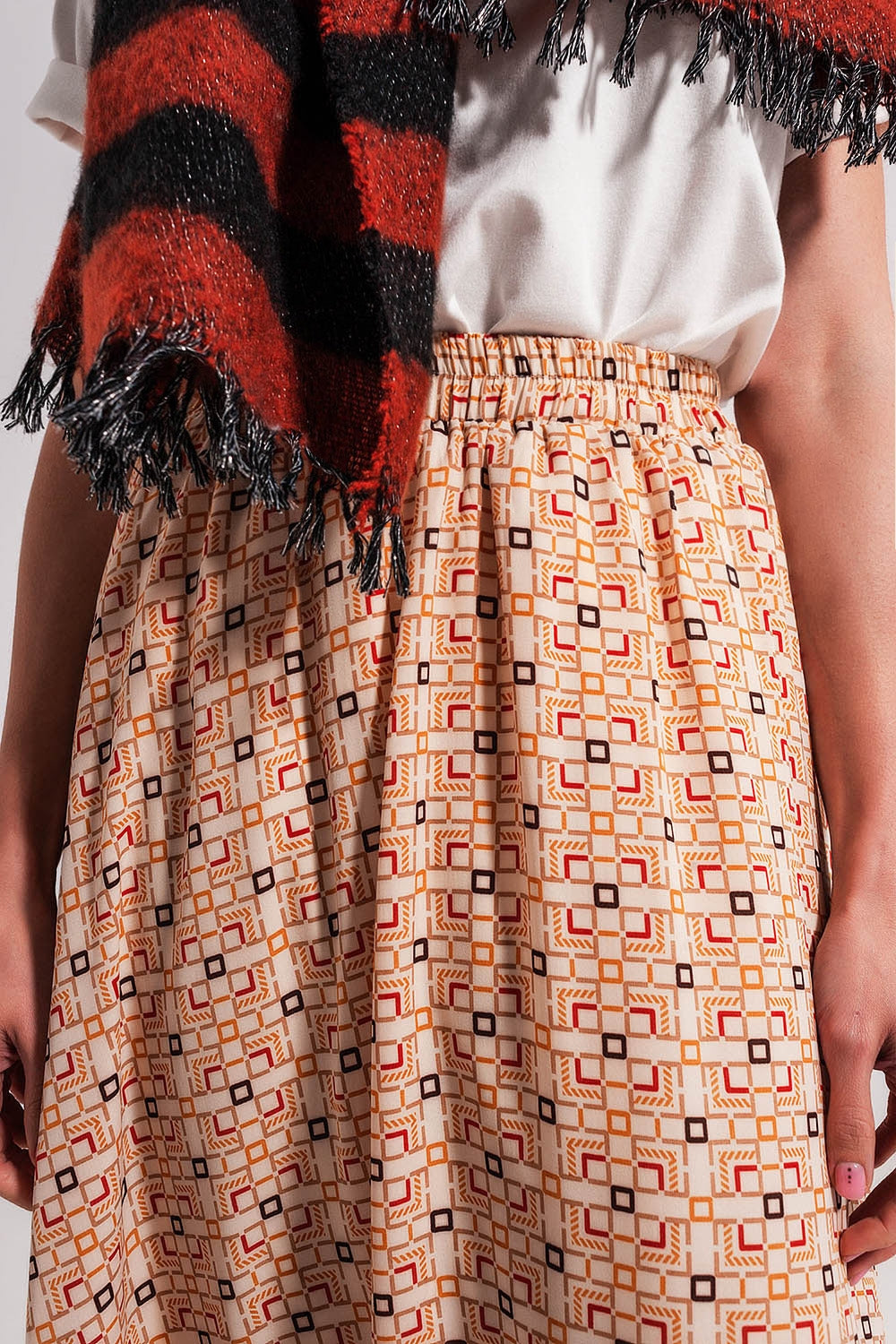 90s Midi skirt in geo print - Skirts