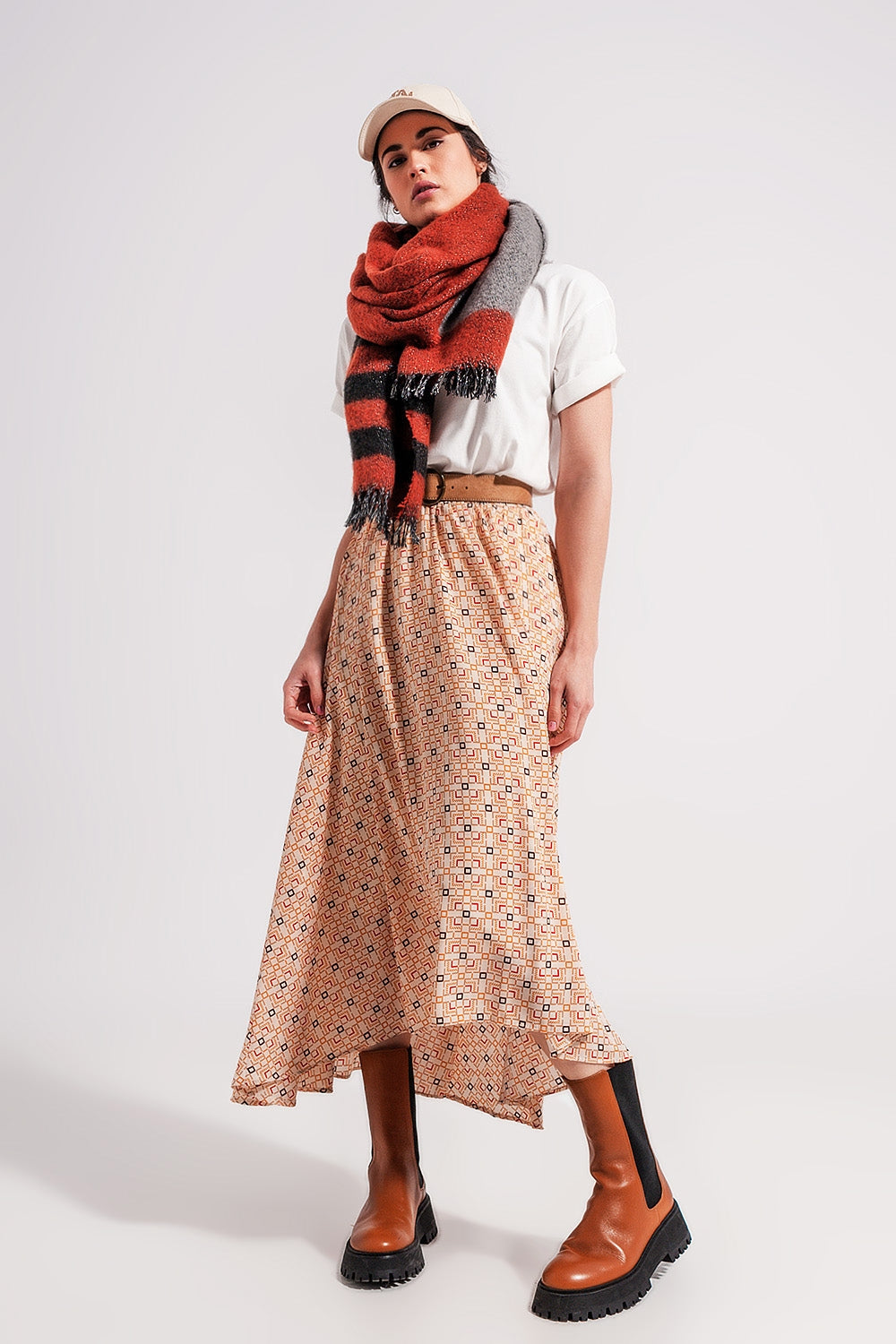 90s Midi skirt in geo print - Skirts