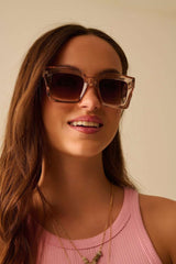 90s Squared Sunglasses in beige