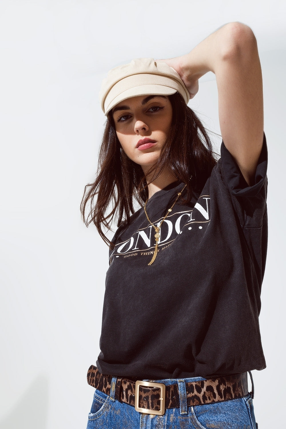 relaxed fit T-shirt in washed black with london logo