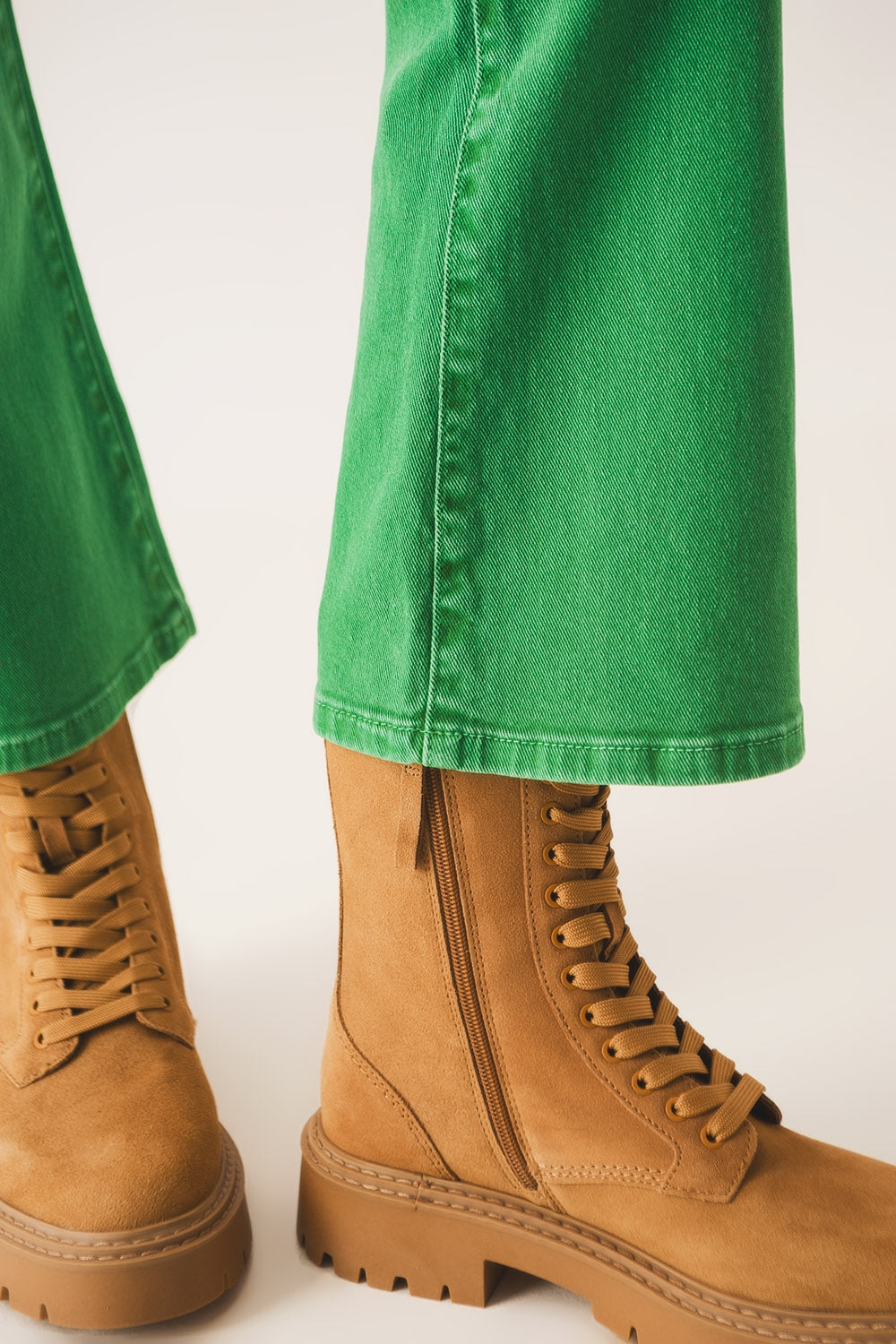 High waist flare jean in green - Coloured Jeans