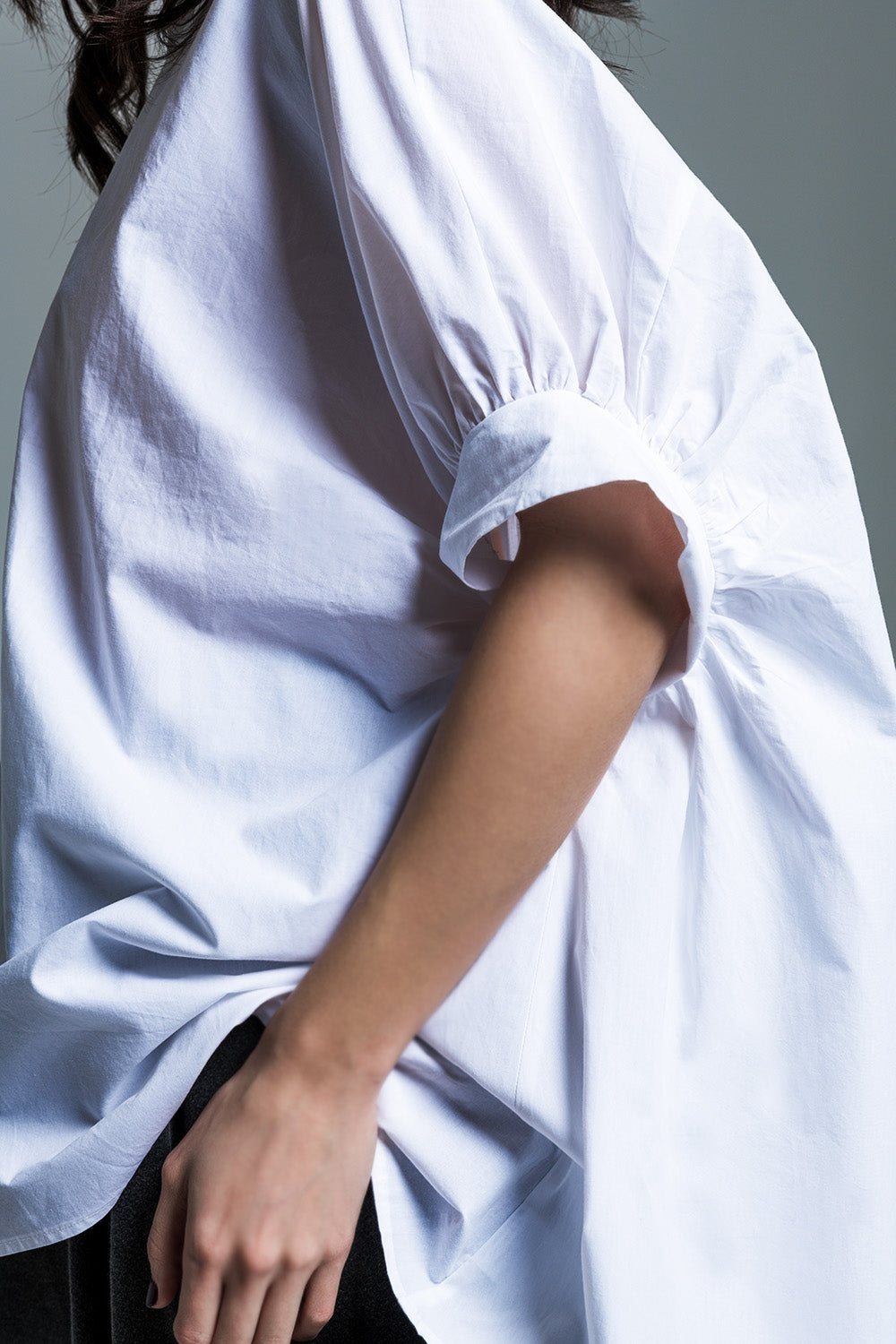 White oversized blouse with short sleeves - Shirts