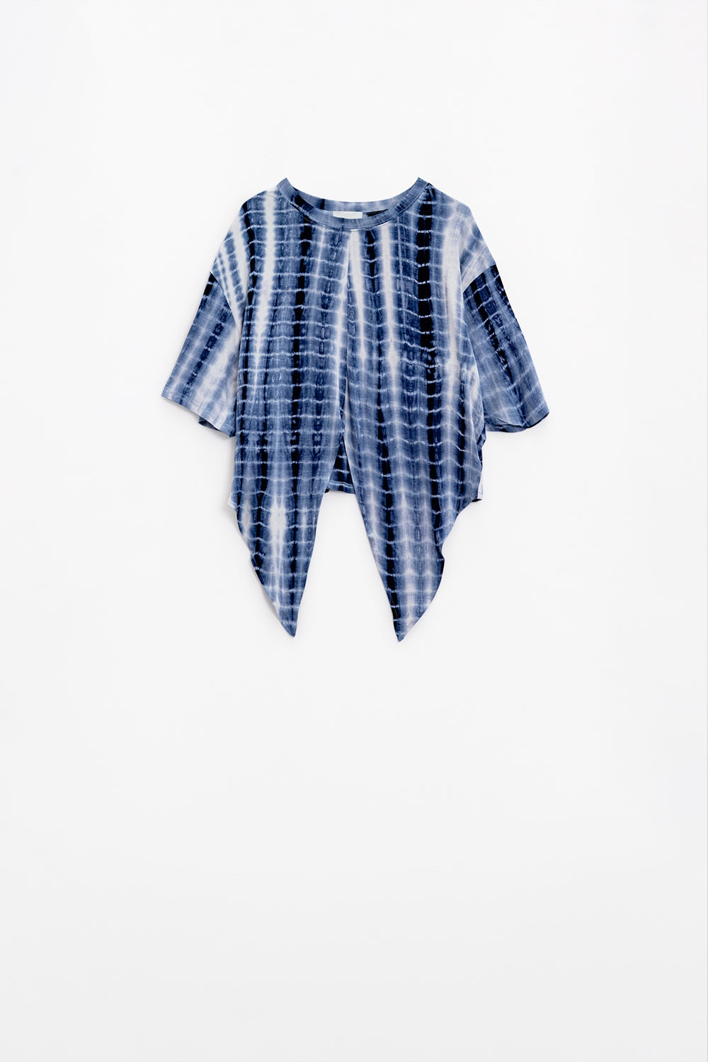 Blue Tie Dye printed t-shirt with knot on the front - top