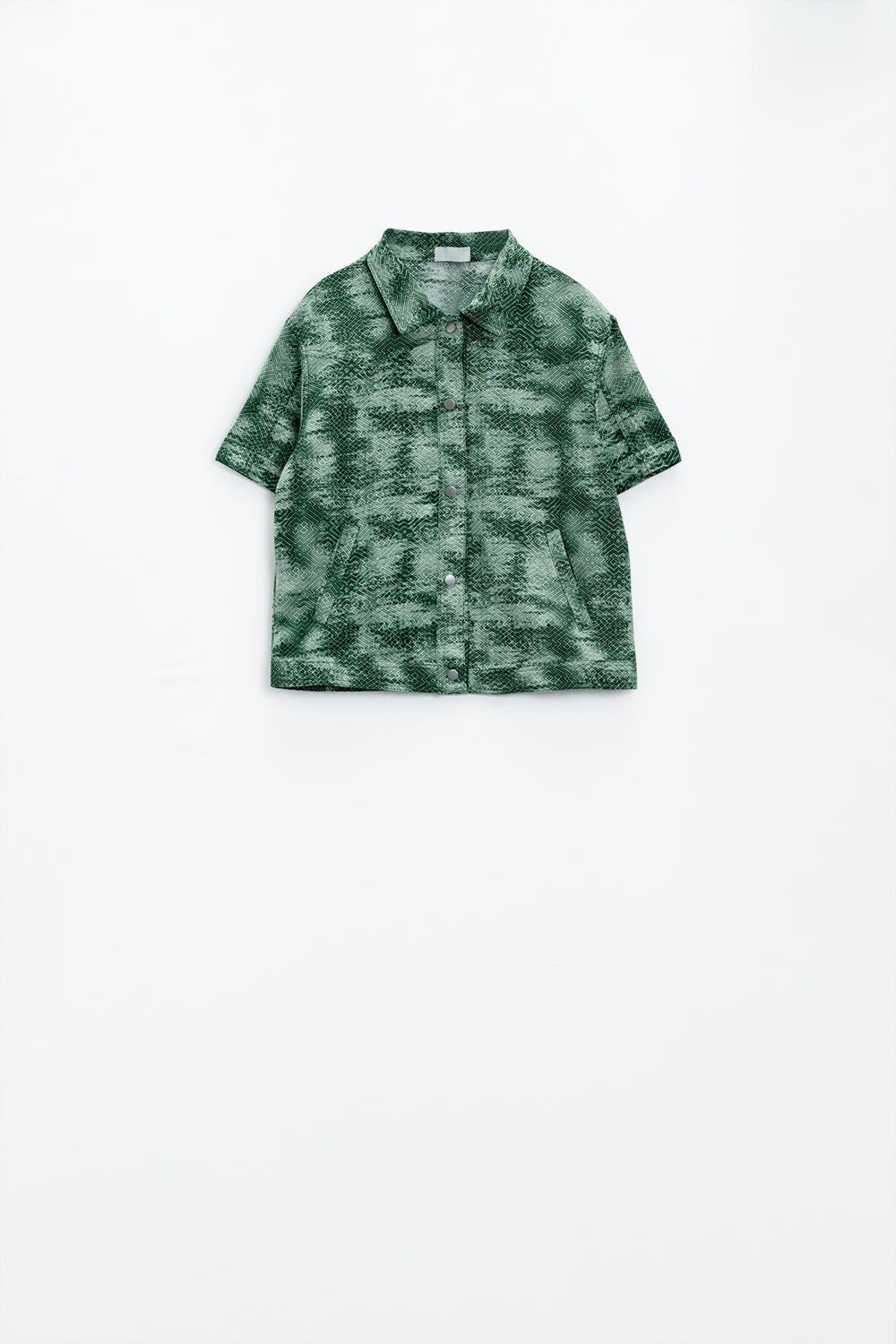 Button Up Polo Shirt In Tie Dye Green - Shirts