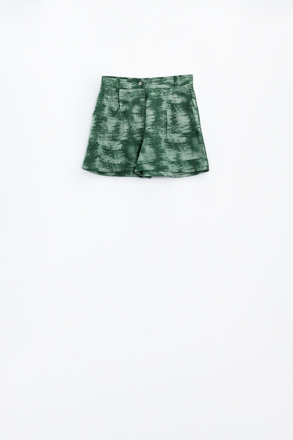 Shorts In Tie Dye Green With Front And Back Pockets - trousers