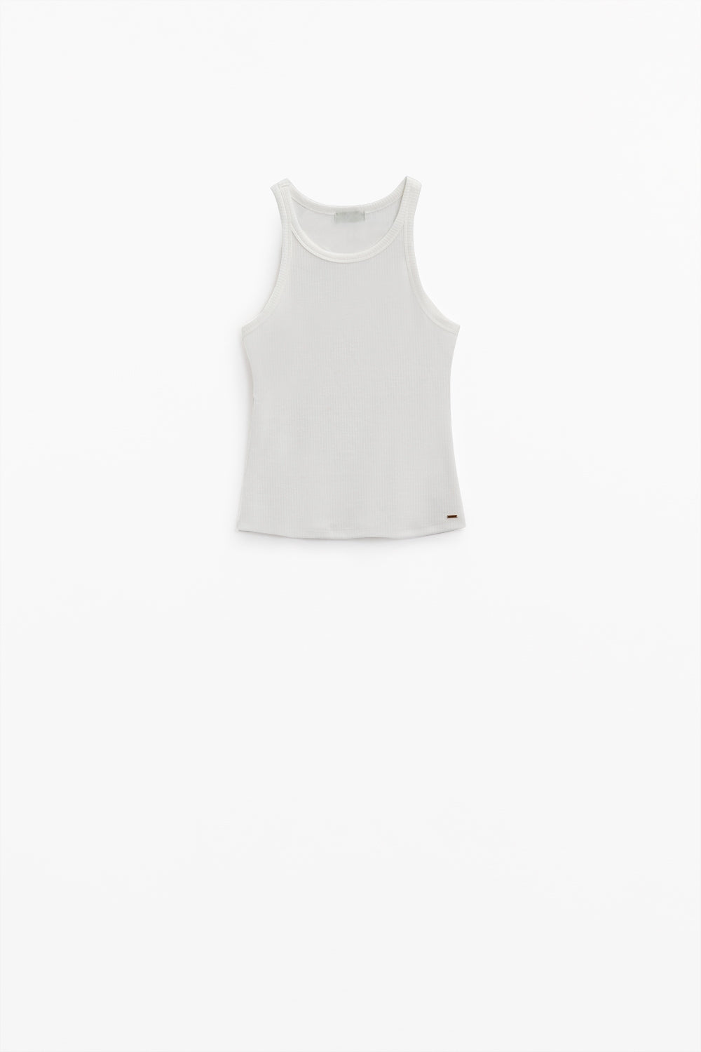 Sleeveless white top with ribbed details - top