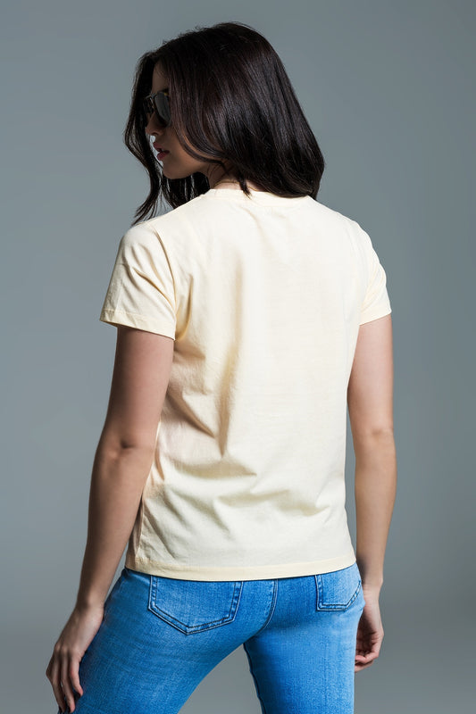 Yellow superstar printed t-shirt - top