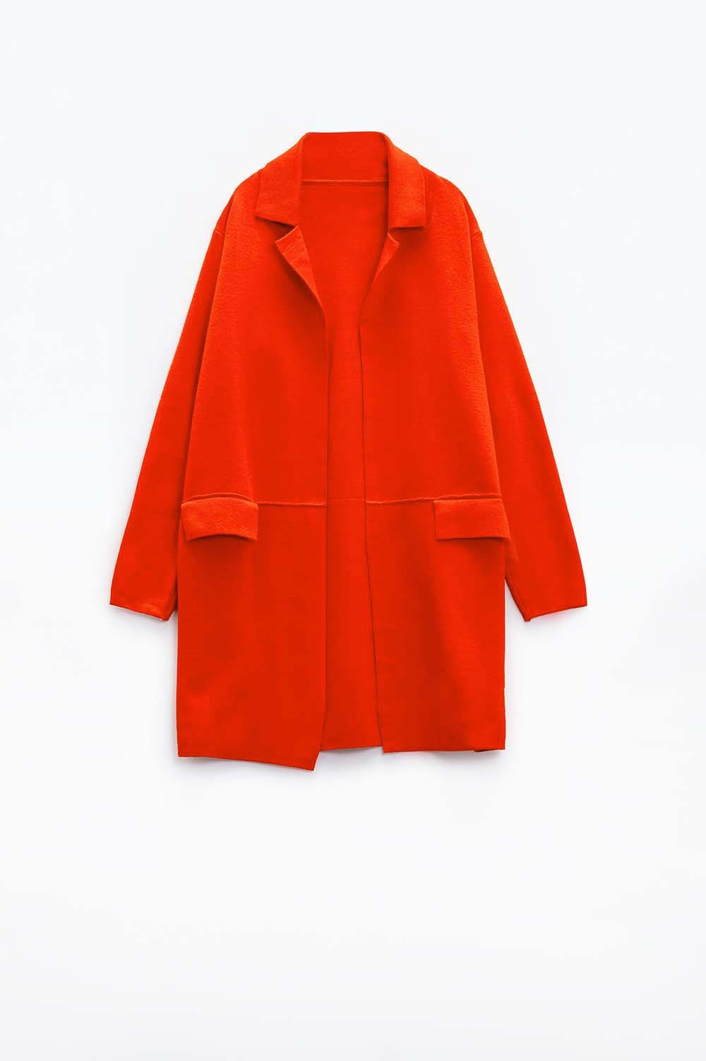 Oversized collar maxi cardigan in orange
