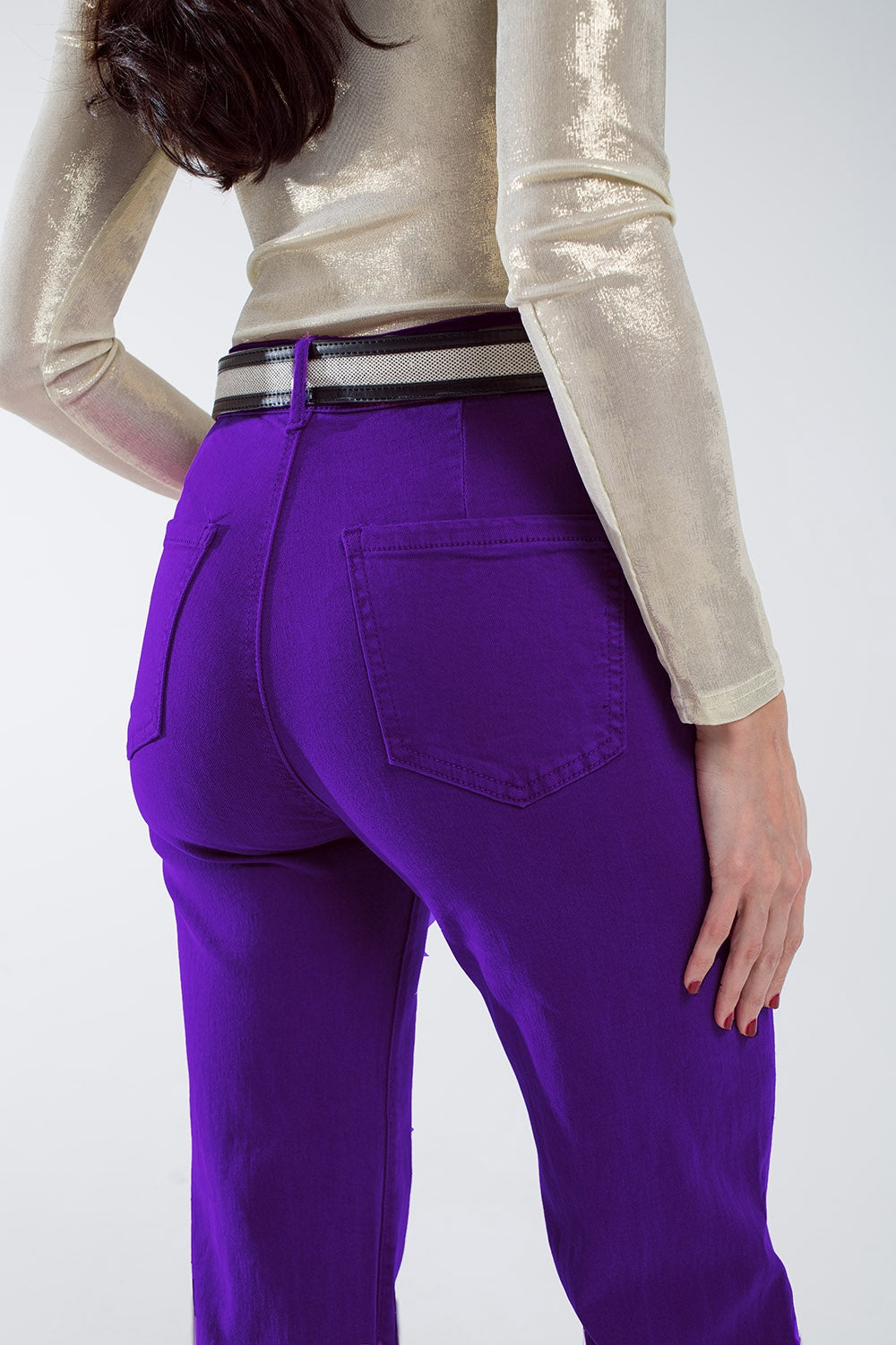 Purple flair jeans with large front pockets - Coloured Jeans