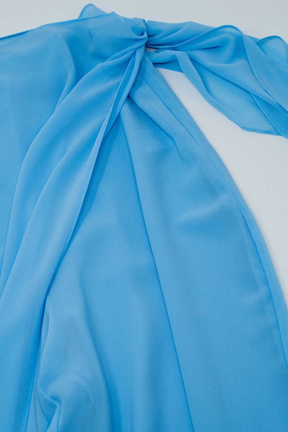 Wide Light blue Pants Overlay Skirt Tied At The Side - trousers