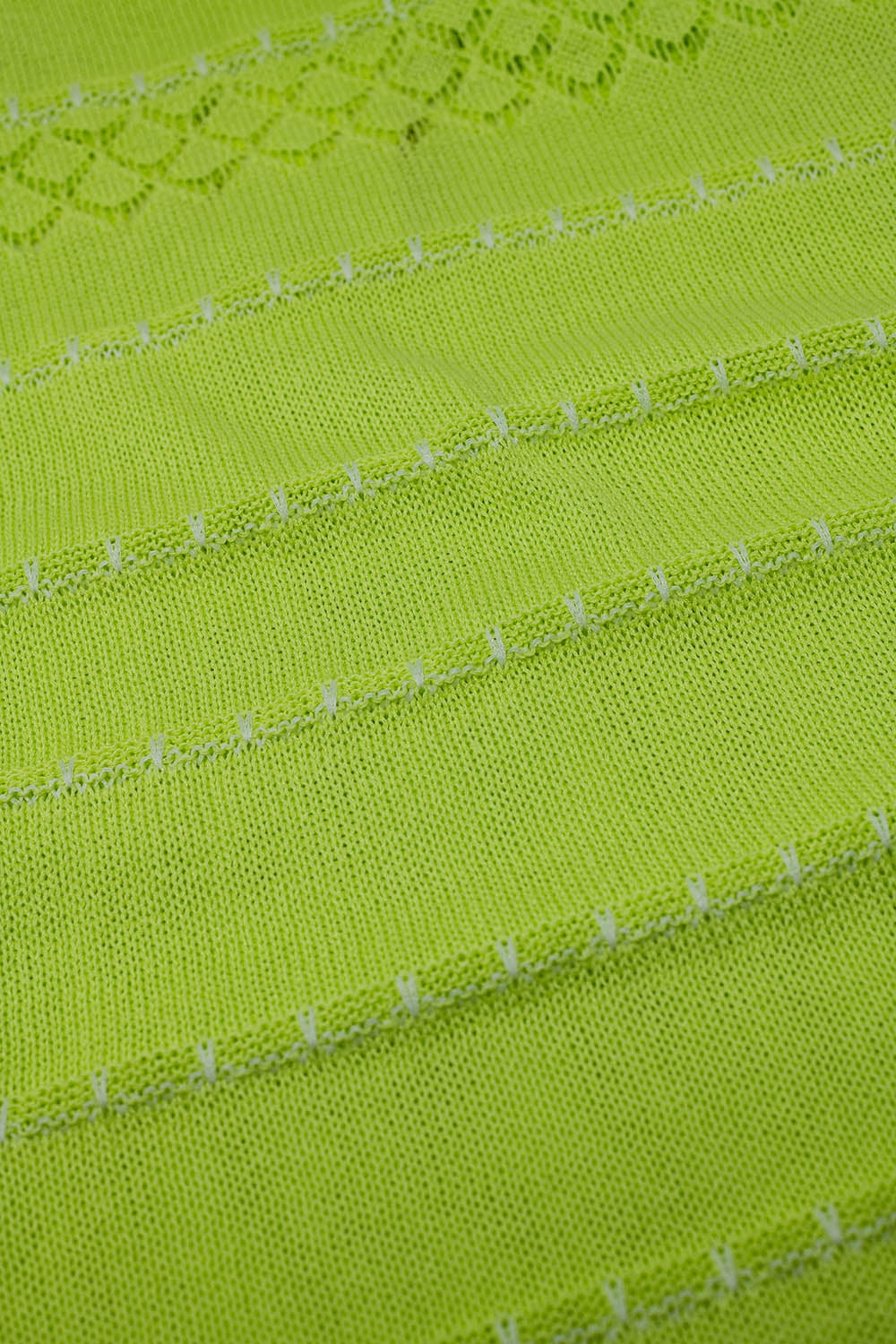 Lime midi sleeveless dress with v-neck and crochet design - dress
